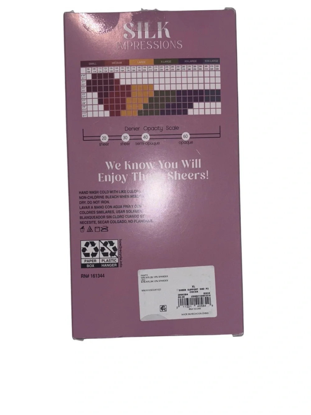 Silk Impressions Medium Support Sheer High Waisted Pantyhose 2 Pack Cocoa  XL